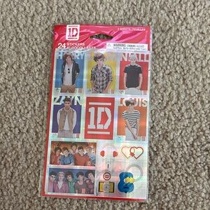 One Direction Holographic Sticker Sheet - Red & Multicolor NWT